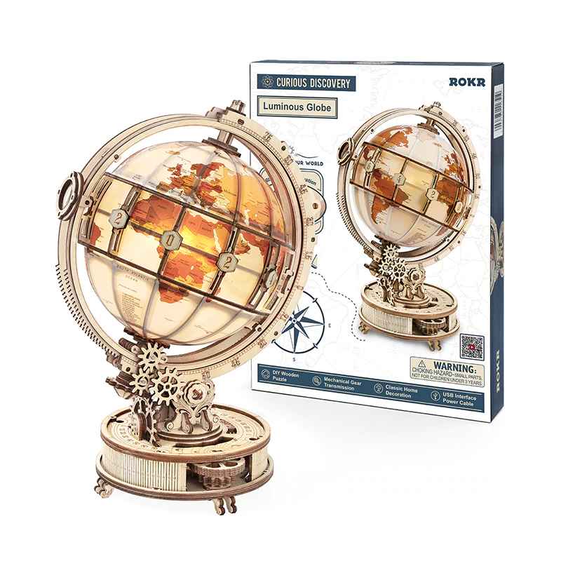 ROKR Luminous Globe 3D Wood Puzzle