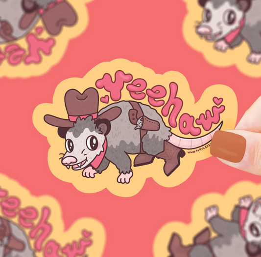 Turtle's Soup Rodeo Opossum Vinyl Sticker