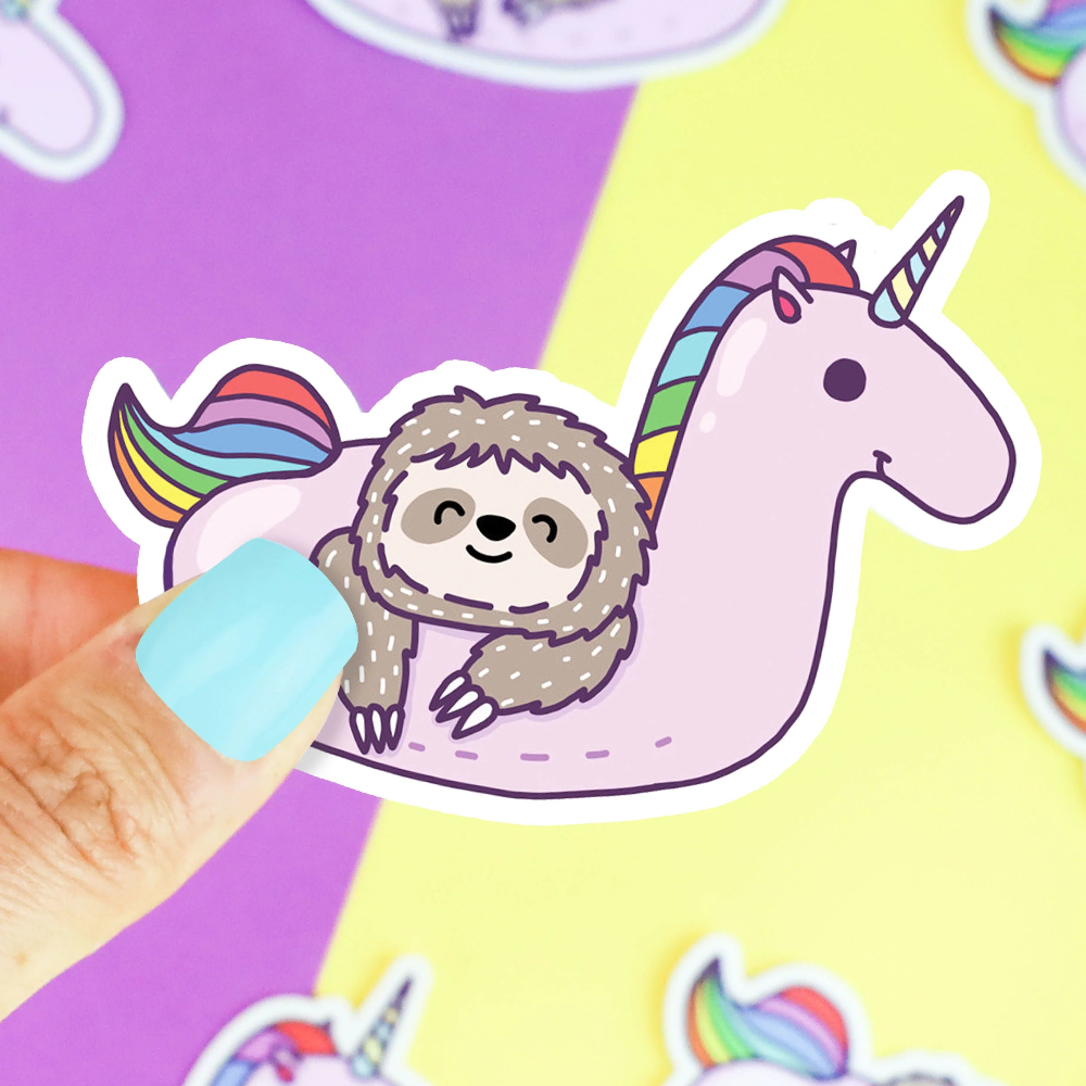 Turtle's Soup Sloth Unicorn Pool Float Vinyl Sticker