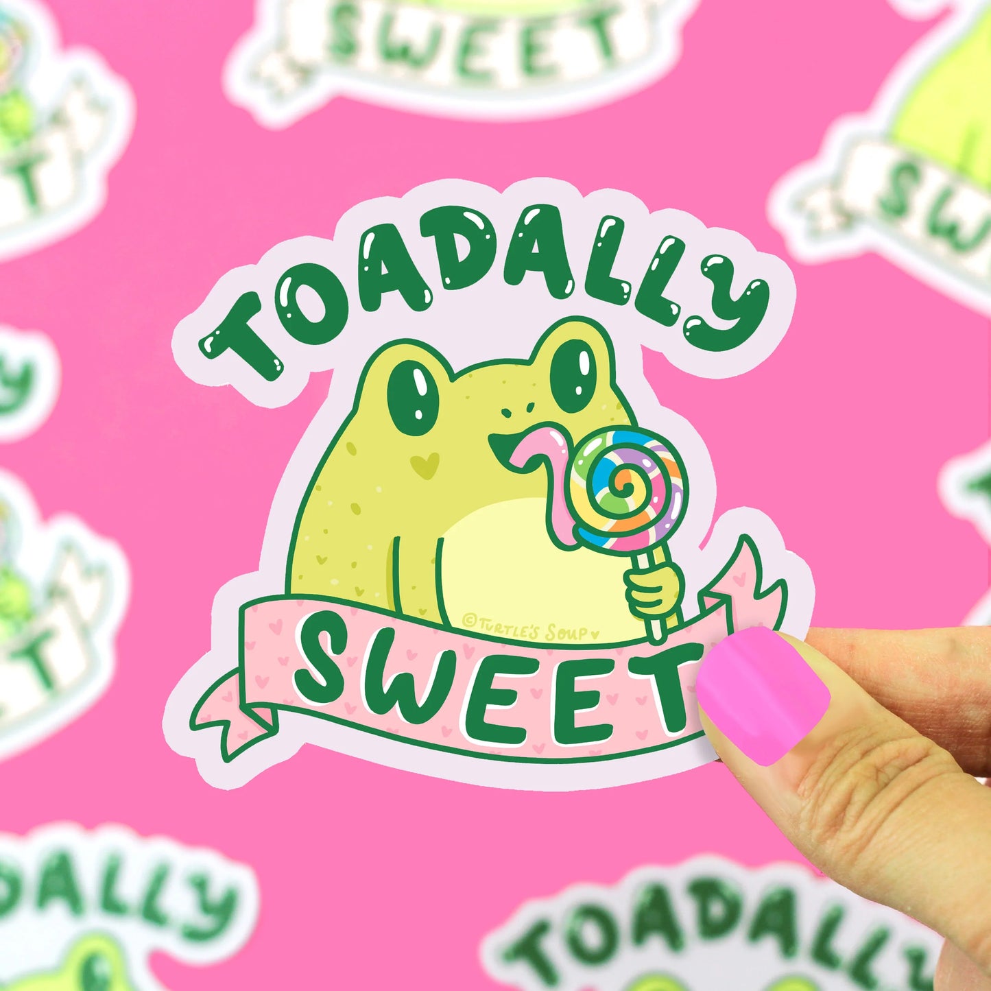 Turtle's Soup Toadally Sweet Cute Frog Vinyl Sticker