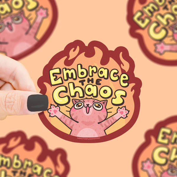 Turtle's Soup Embrace The Chaos Kitty Vinyl Sticker