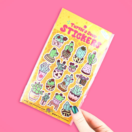 Turtle's Soup Cute Cacti Sticker Sheet