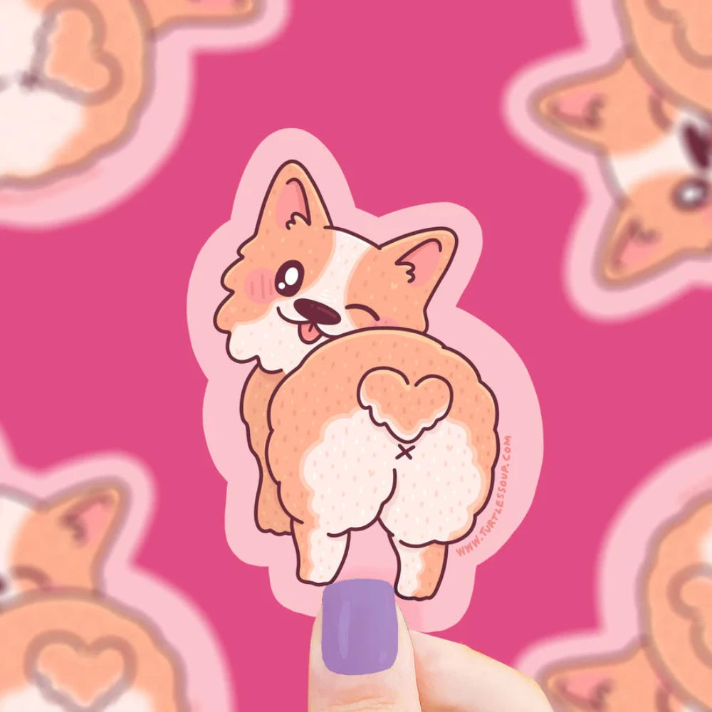 Turtle's Soup Cute Corgi Butt Vinyl Sticker