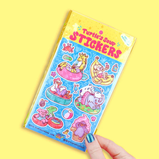 Turtle's Soup Pool Party Animals Sticker Sheet