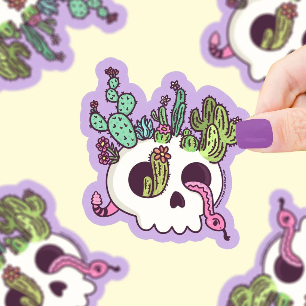 Turtle's Soup Skull Cactus Garden Vinyl Sticker