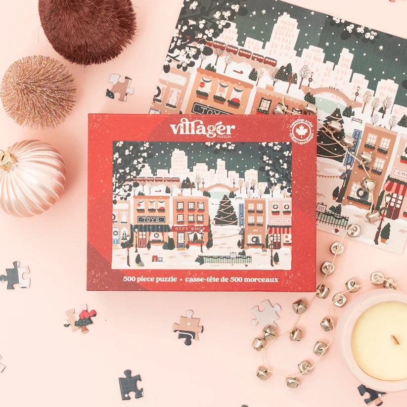 Villager Puzzles Small Town Holiday 500 Piece Puzzle