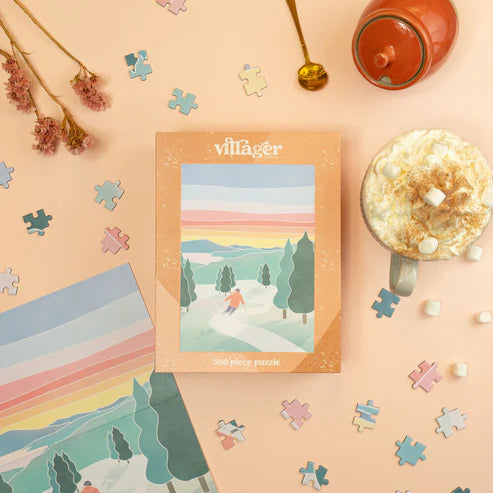 Villager Puzzles Sunset Ski 500 Piece Puzzle