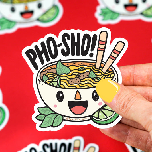 Turtle's Soup Pho Sho Kawaii Soup Pun Vinyl Sticker