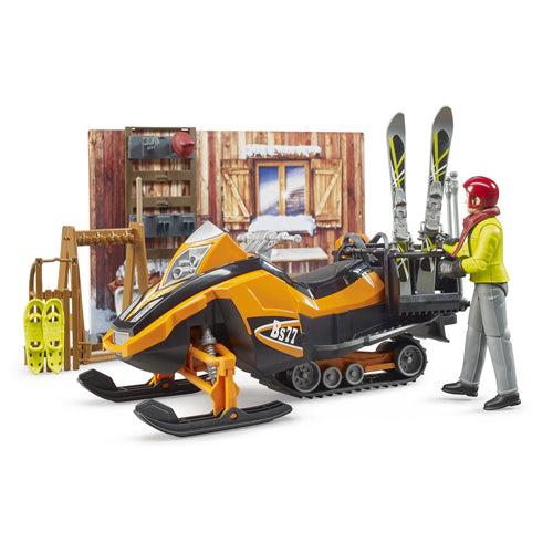 Bruder Bworld Mountain Hut with Snowmobile