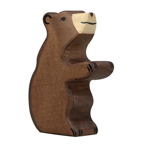 Holztiger Wooden Brown Bear - small, sitting
