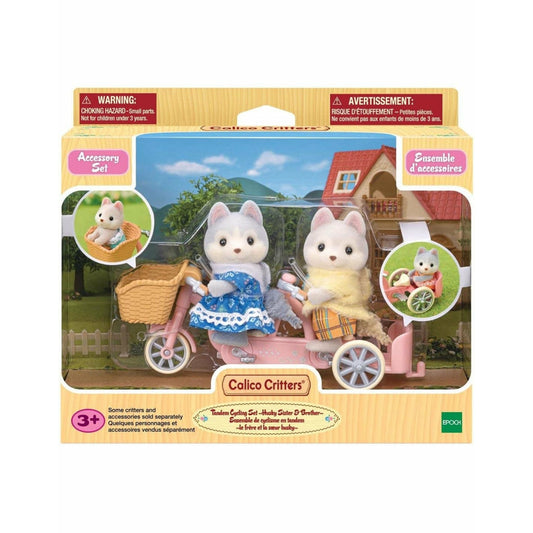 Calico Critters Tandem Cycling Set - Husky Sister and Brother