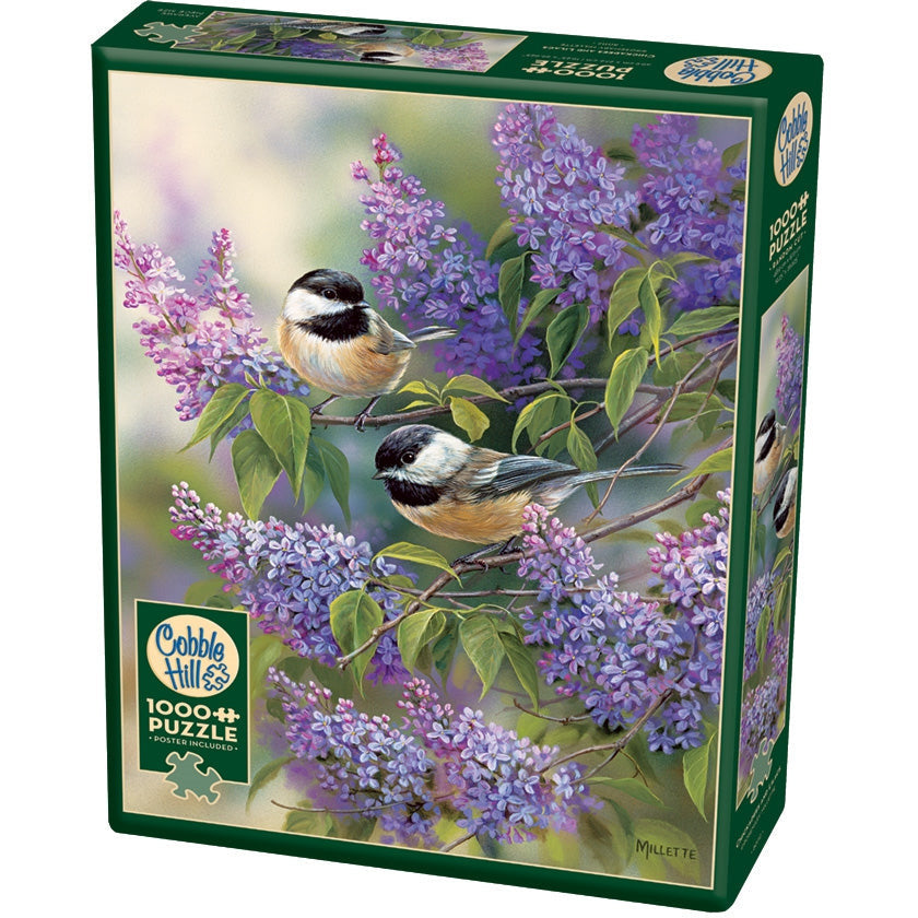 Cobble Hill Chickadees and Lilacs 1000 Piece Puzzle