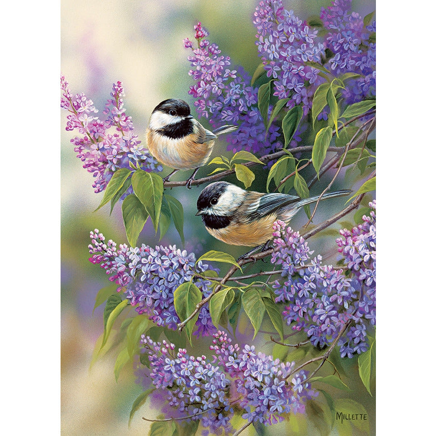 Cobble Hill Chickadees and Lilacs 1000 Piece Puzzle