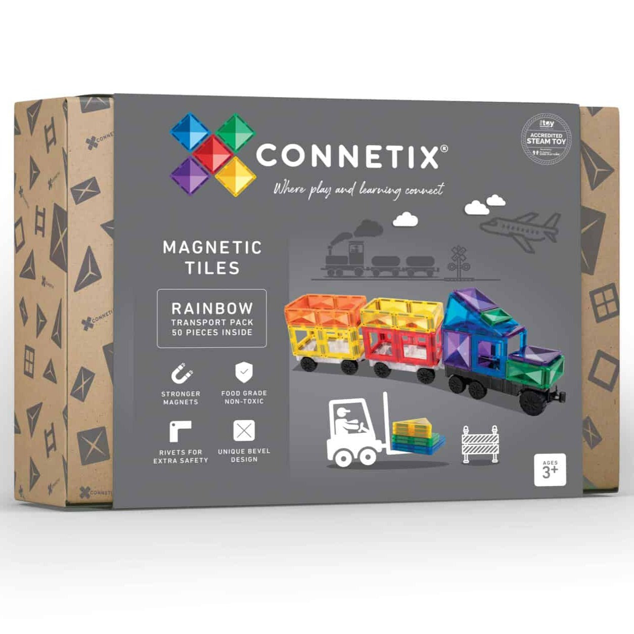 Connetix 50 Piece Rainbow Transport Pack