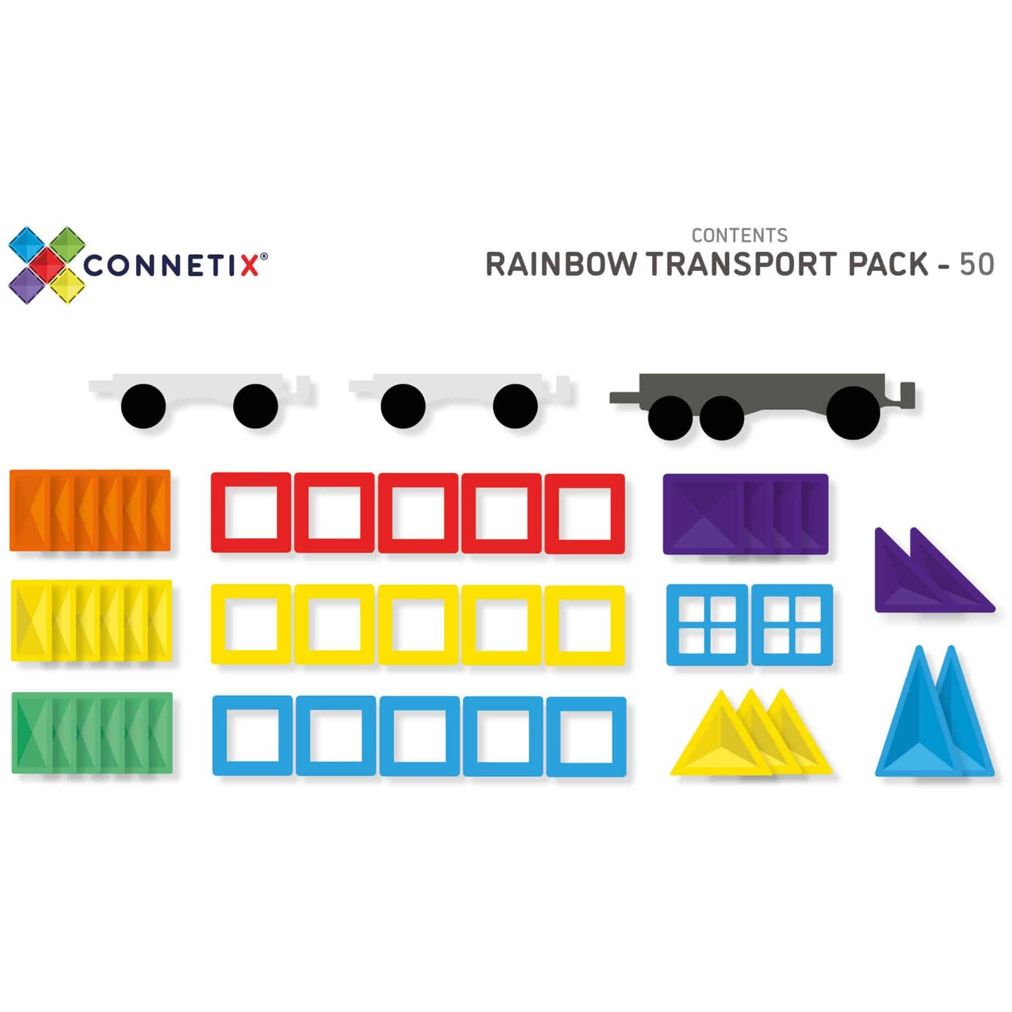 Connetix 50 Piece Rainbow Transport Pack