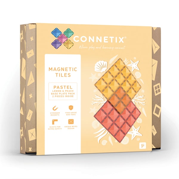 Connetix 2 Piece Lemon and Peach Base Plate Pack