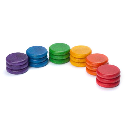 Grapat Wooden Coloured Coins 18 Pieces