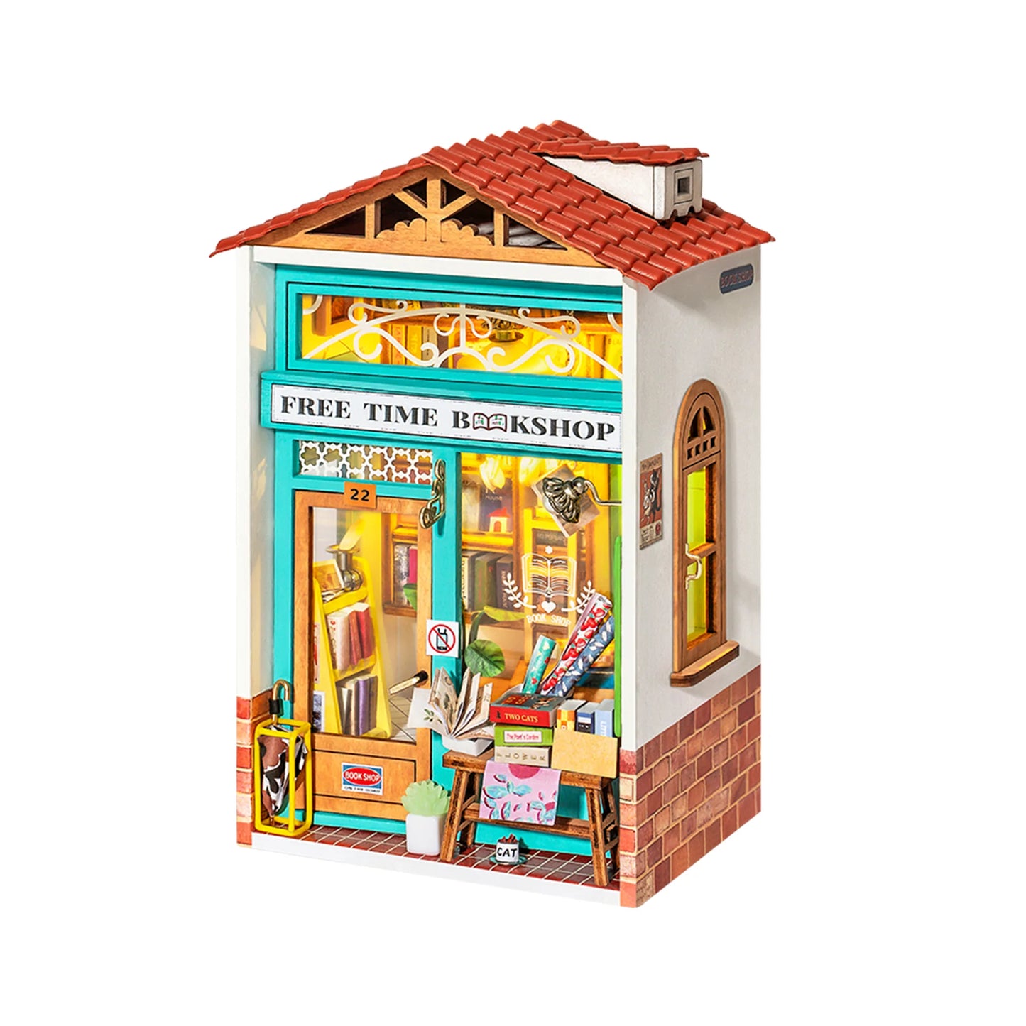 Hands Craft DIY Miniature House Kit Free Time Bookshop