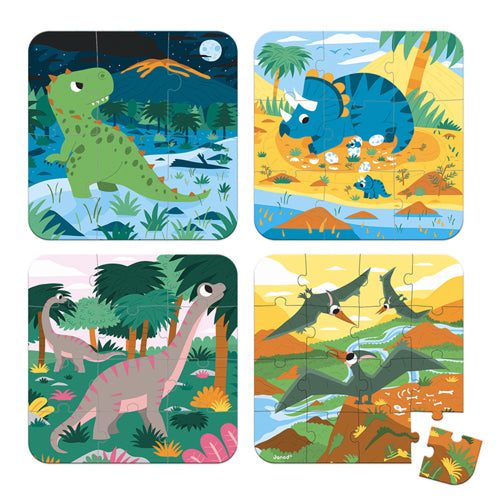Janod Dinosaurs 4 in 1 Progressive Puzzle