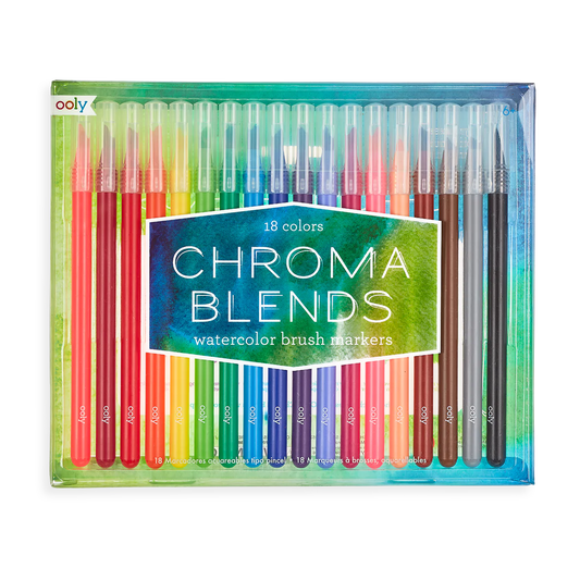 Ooly Chroma Blends Watercolor Brush Markers - Set of 18