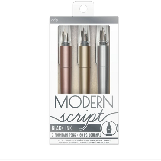 Ooly Modern Script Fountain Pens and Journal