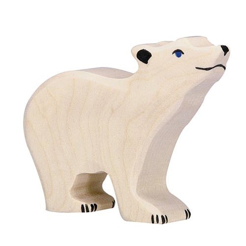 Holztiger Wooden Polar Bear - small, head raised