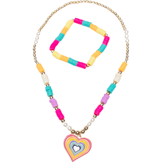 Great Pretenders Rainbow Love Necklace and Bracelet Set